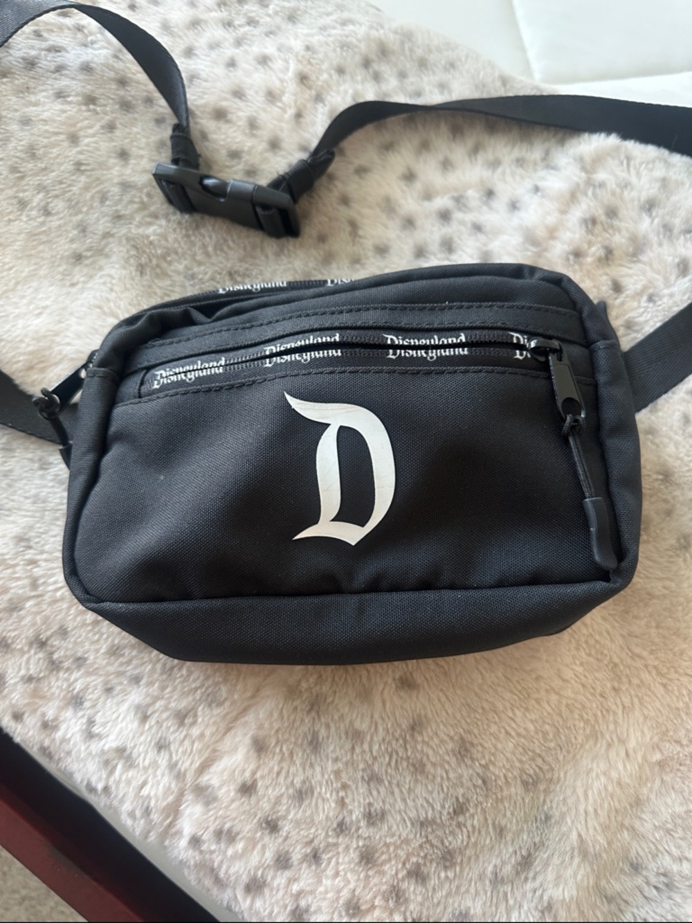 Disney Black Waist Bag with White 'D' Logo